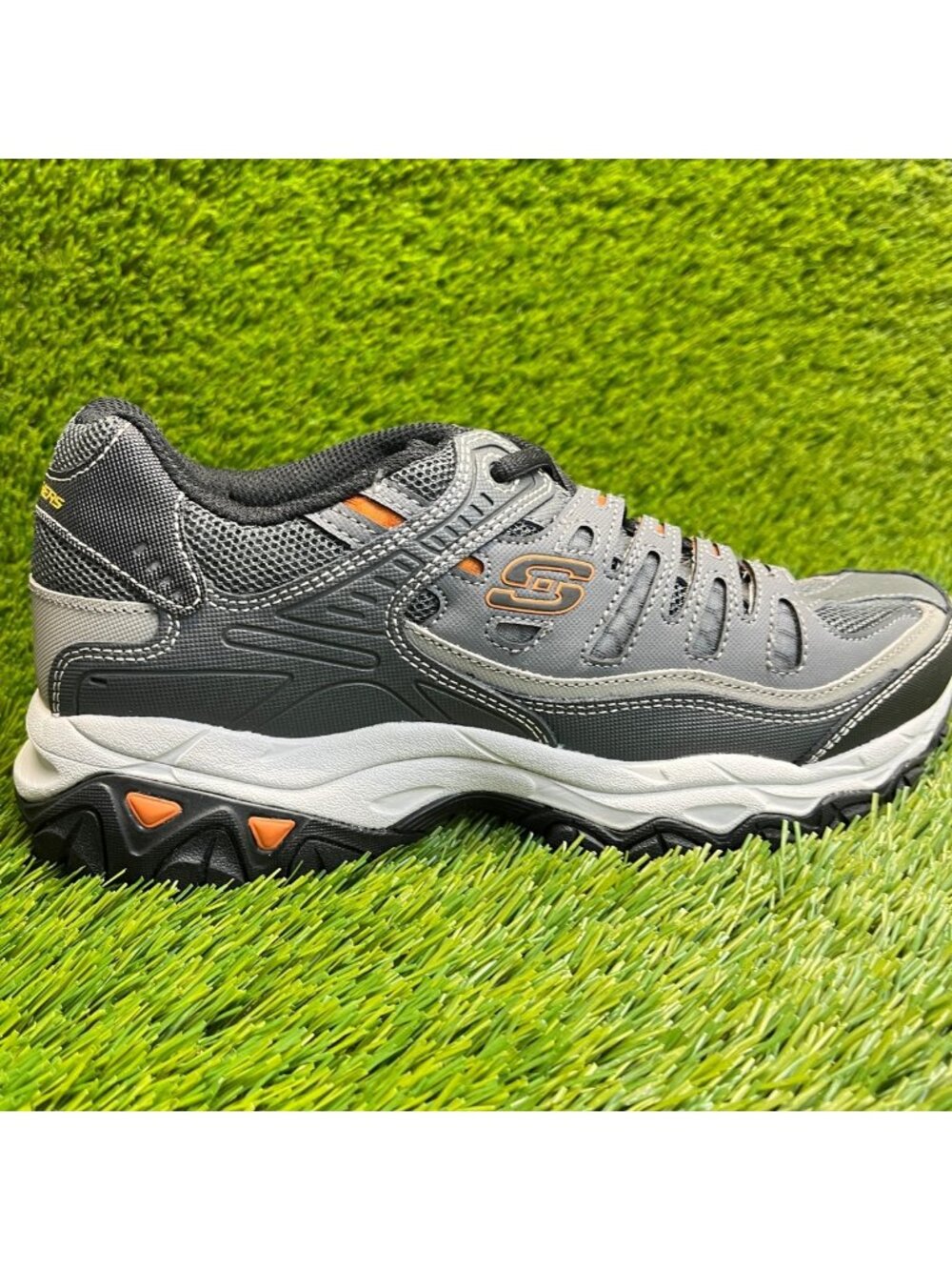 Skechers After Burn Memory Fit Mens Size 8 Gray Black Running Shoes Sneakers